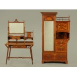 An Edwardian inlaid mahogany Art Nouveau wardrobe and dressing table by Shapland & Petter,