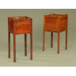 Two 19th century mahogany bedside cabinets, each with single door and raised on moulded legs.