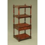 A 19th century mahogany rectangular whatnot stand, four tier with single drawer. Width 47 cm.