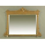 A 19th century giltwood and gesso rectangular overmantle mirror,