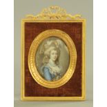 A late 19th/early 20th century portrait miniature on ivory,