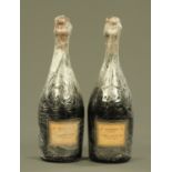 Two bottles Veuve Clicquot Ponsardin "Le Grande Dame" Rose Champagne, good levels, cellar stored.