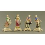 A set of four Continental porcelain figures emblematic of The Four Seasons,