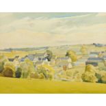 Ronald Long, watercolour "Village of Satley", 33.5 cm x 43 cm, framed, signed.