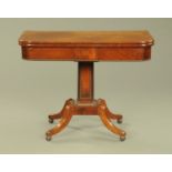 A Regency mahogany crossbanded turn over top tea table,