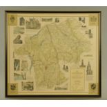 Framed map of Westmorland (1974), by Alfred Wainwright, 64 cm x 57 cm.