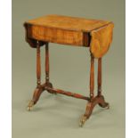 A walnut veneered and mahogany crossbanded small sofa table,
