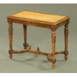 A George III style stained beechwood bergere topped stool,