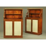A pair of Regency style rosewood chiffoniers, each with brass gallery,