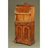 A Victorian walnut dentists cabinet, in two sections, with rear upstand,