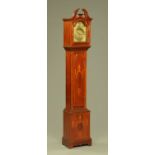 An Edwardian inlaid mahogany grandmother clock, with swans neck pediment,