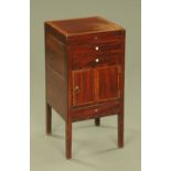 A Georgian mahogany bedside cabinet, with burr walnut crossbanding,