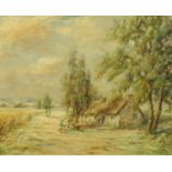Gray, 19th century Scottish School, oil on canvas, children by cottage in landscape.