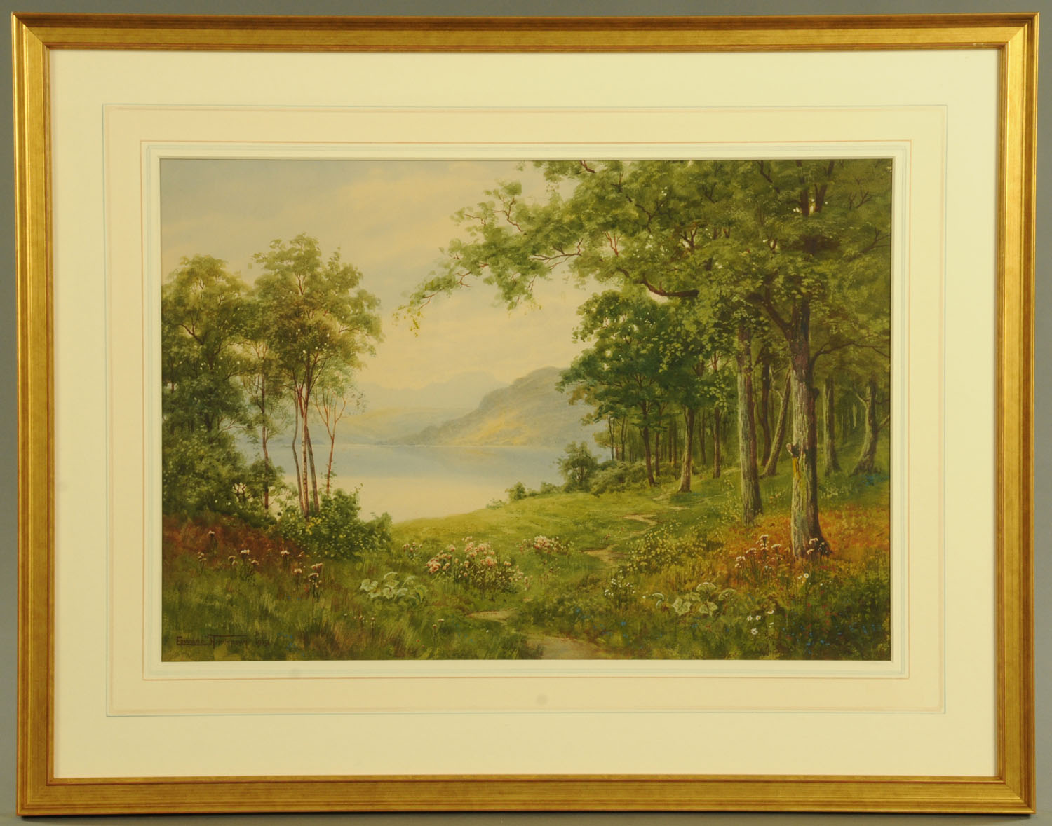 Edward Horace Thompson (1879-1949), watercolour, probably Derwentwater. 33 cm x 48. - Image 2 of 2