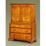 A Victorian walnut secretaire cabinet on chest,