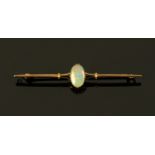 A 9 ct gold opal brooch.