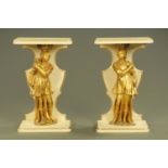 A pair of late 18th/early 19th century giltwood Venetian figures now forming the centre piece of