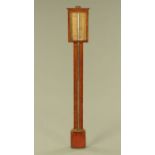 A Georgian mahogany stick barometer, with paper label marked John Hair. Height 95 cm.