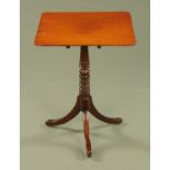 A 19th century mahogany snap top occasional table, with rounded corners,