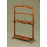 An early 19th century mahogany boot rack. Height 100 cm, width 62 cm.