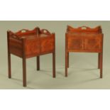 A pair of George III style mahogany bedside cabinets,