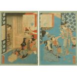 Toyokuni III, two Japanese prints, from the series "Selection of 36 Famous Courtesans" 1861.