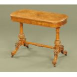 A Victorian walnut stretcher specimen table,