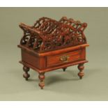 A Victorian style rosewood and mahogany Canterbury,