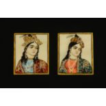A pair of late 19th/early 20th century Indian paintings on ivory or bone.