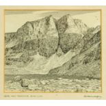 Alfred Wainwright (1907-1991), an original pen and ink drawing "Coire Mhic Fhearchair,