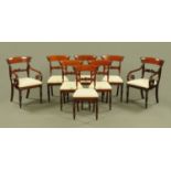 A set of eight William IV mahogany dining chairs, comprising two arm and six single,