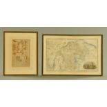 Two antiquarian maps, Pickering to Scarborough,