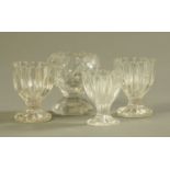 Four 19th century glass condiments and/or egg cups. Tallest 8 cm.