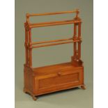 A late Victorian mahogany towel rail and shoebox,