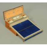 A 19th century mahogany and sadeli work portable writing slope,