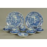 A Copeland Spode Italian coffee set, comprising 5 coffee cups, 6 saucers and 2 plates,