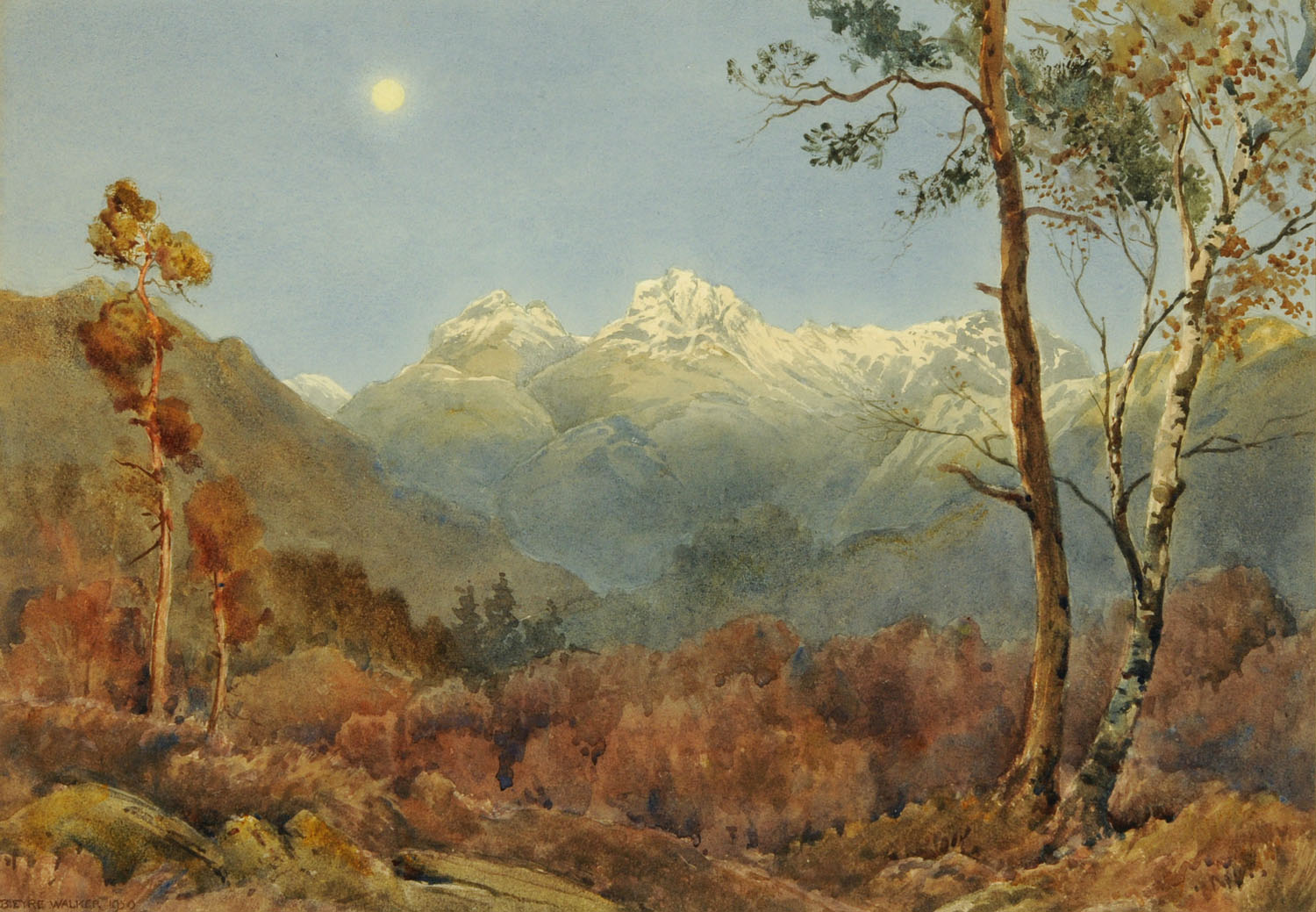 Bernard Eyre Walker (1887-1972), watercolour "At Dusk Langdale Valley", painted from Wallthwaite,