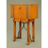 An oak fall front bureau cabinet,