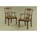 A pair of Chippendale style carver armchairs, early 20th century, with pierced splat backs,