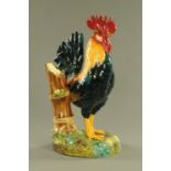 A large Delphin Massier Vallauris polychrome cockerel, decorated in naturalistic colours,