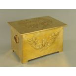 A Scottish School Arts and Crafts log box, with design by Margaret Gilmore, width 49.