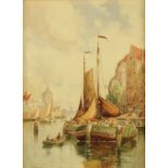 J. Robertson Miller (1880-1912), watercolour, "Antwerp from The River Scheldt".