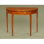 A George III inlaid mahogany turnover top tea table,