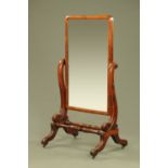 A Victorian mahogany cheval mirror,