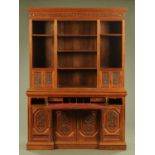 An Edwardian walnut secretaire bookcase cabinet,
