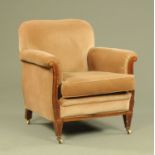 An Edwardian inlaid mahogany armchair,
