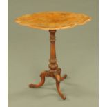 A Victorian walnut shaped occasional table, with snap action,
