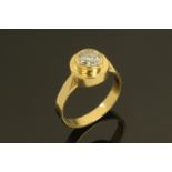 An 18 ct gold diamond solitaire ring, +/- .75 carats, size M/N.