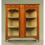 An inlaid mahogany display cabinet, with pair of glazed doors enclosing shelves. Width 113 cm.