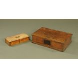 An antique oak flat topped bible box,